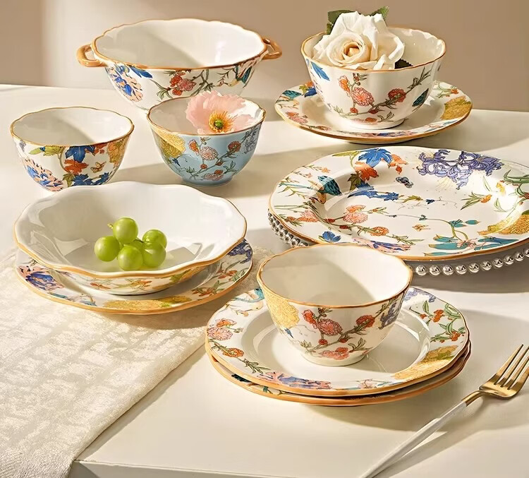 Mose Chinese Tableware Set, Complete Household Bowl And Chopsticks Set, Housewarming Gift Bowls And Plates, Wedding Gift, 66-Piece Set 4