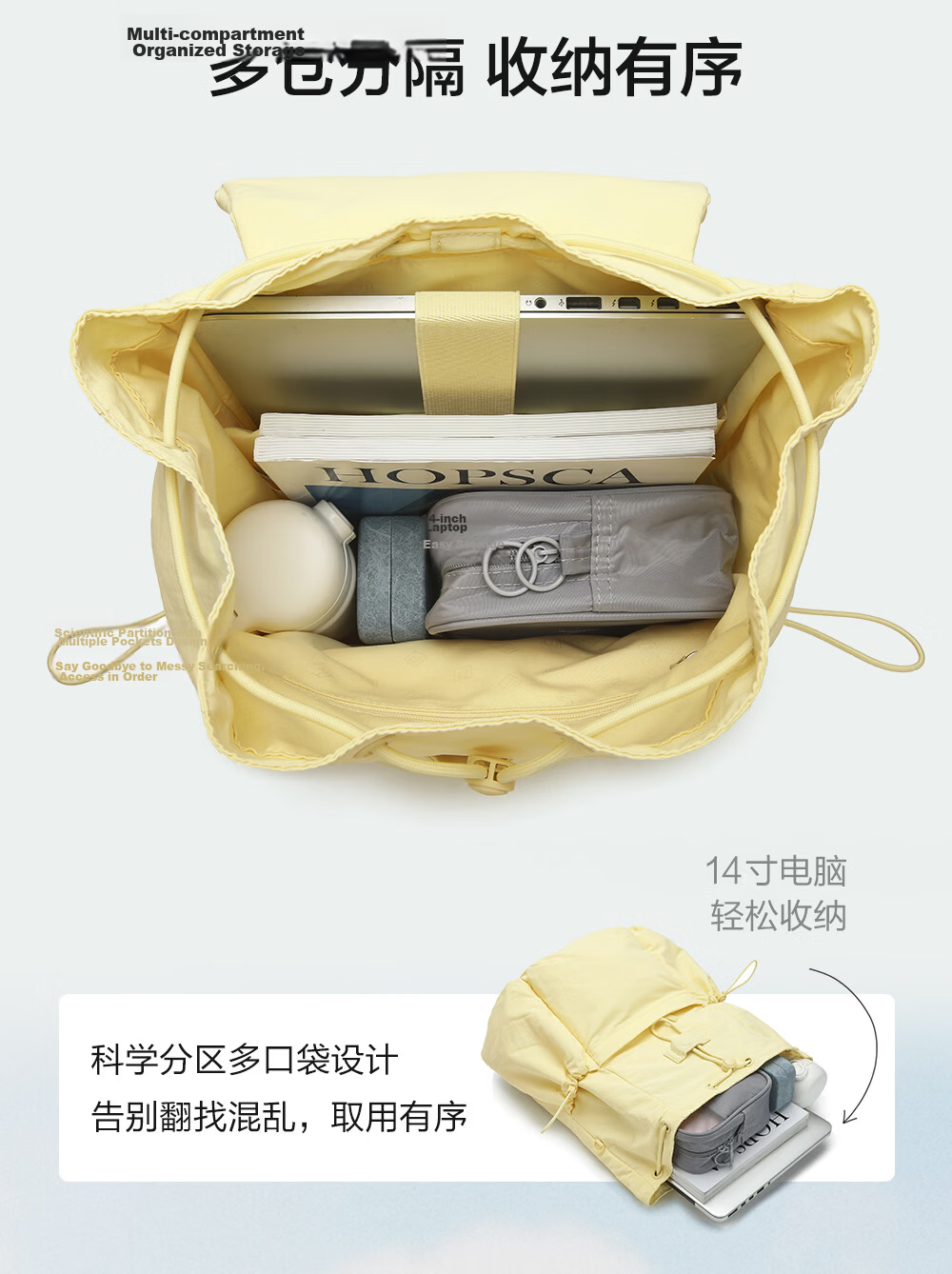 FILA Han So-hee Style Official Women's Summer Macaron Multi-Pocket Backpack School Bag Casual Bag 14