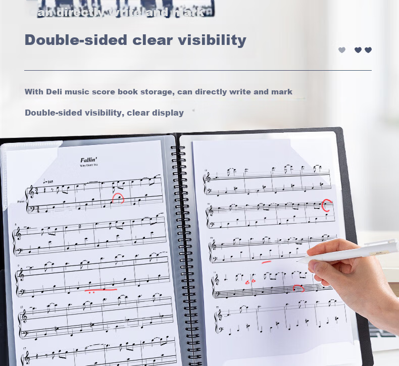 Deli A4 15 Sheets 30 Pages Professional Music Folder for Writing Piano Scores, Sheet Music Accessories, Non-Reflective Morandi Color Series 72585 Random Color 6