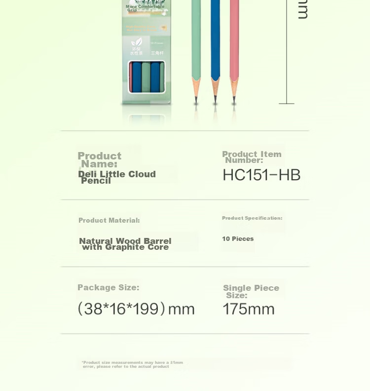 Deli HB Small Cloud Triangular Writing Pencil (10 pcs/box) Multicolor Barrel Doodle Writing Drawing HC151-HB Student School Stationery 14