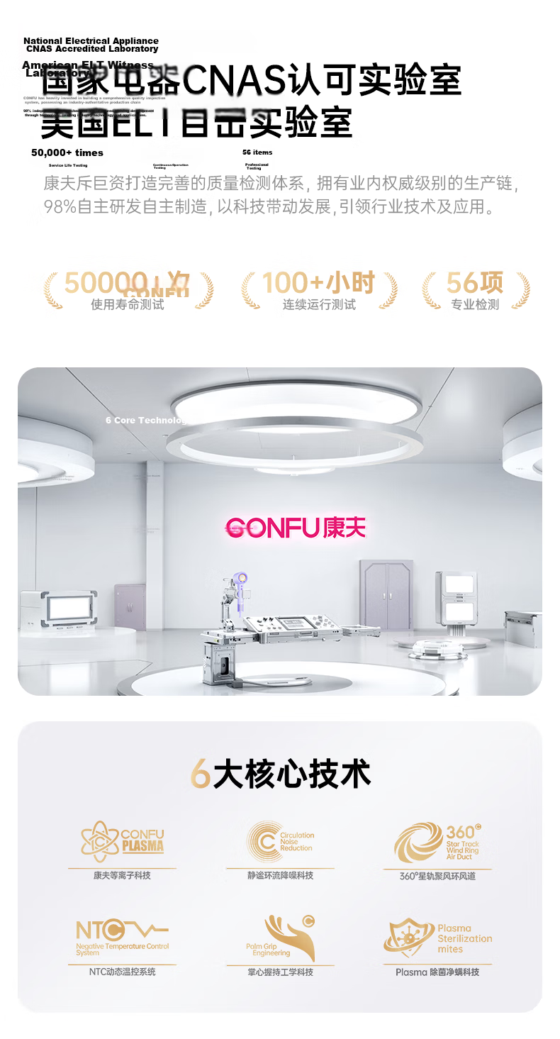 CONFU High-Speed Hair Protection Blower, Hollow Bladeless Household Model, High-Power Strong Airflow Quick-Drying Plasma Non-Damaging Hair Electric Hair Dryer, Birthday Gift, F9 Star Gray 2