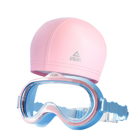 PEAK Children's Swimming Goggles for Boys And Girls, High-Definition Waterproof Anti-Fog Large Frame Swimming Glasses Equipment Set with Swim Cap