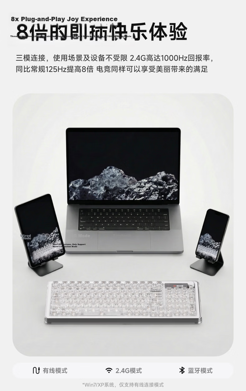 EWEADN Muse M98 Wireless Mechanical Keyboard for Women High-Value Transparent RGB Tri-Mode Bluetooth HiFi Mahjong Sound 98-Key Office Desktop Laptop Universal 15