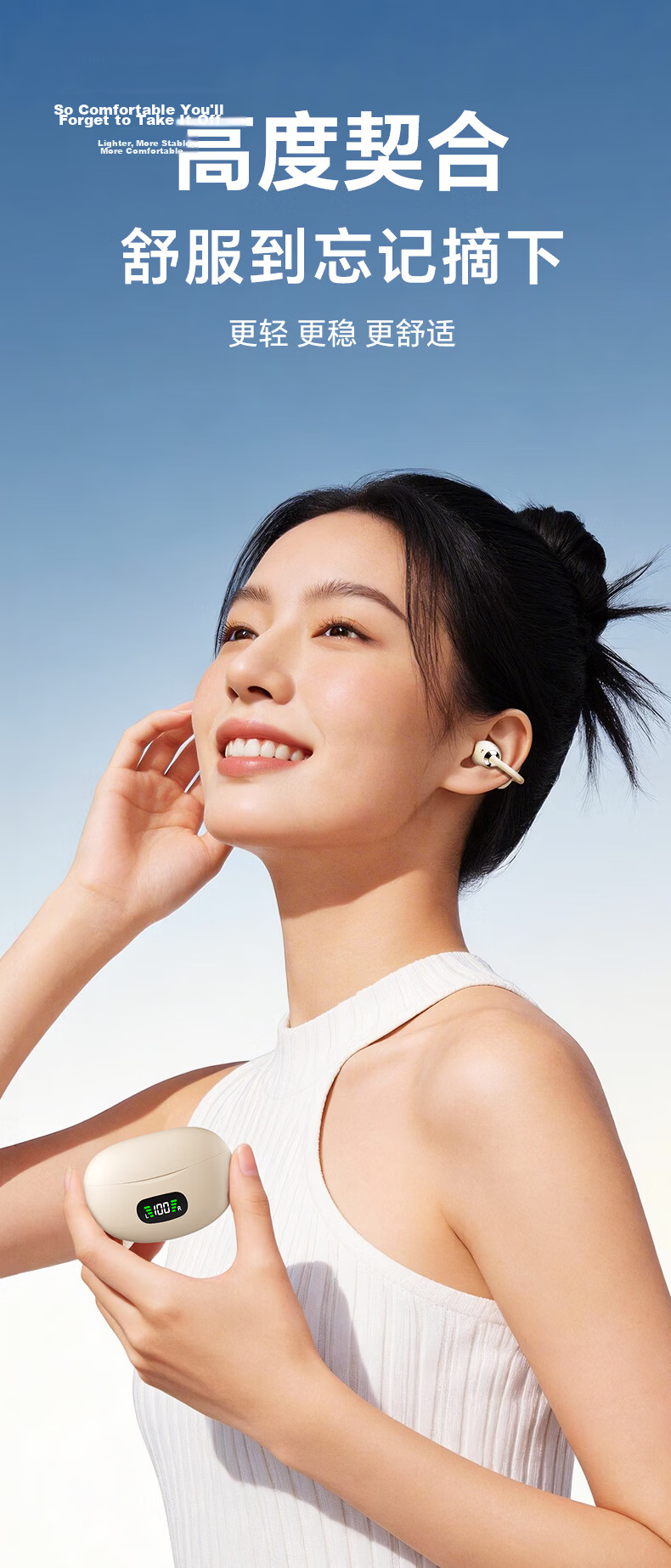 Leiden A8 New Semi-In-Ear Clip-On Wireless Bluetooth Translation Earphones AI Model Open Design Compatible with Apple 17 Huawei Android Phones A8 White [AI Translation] 2