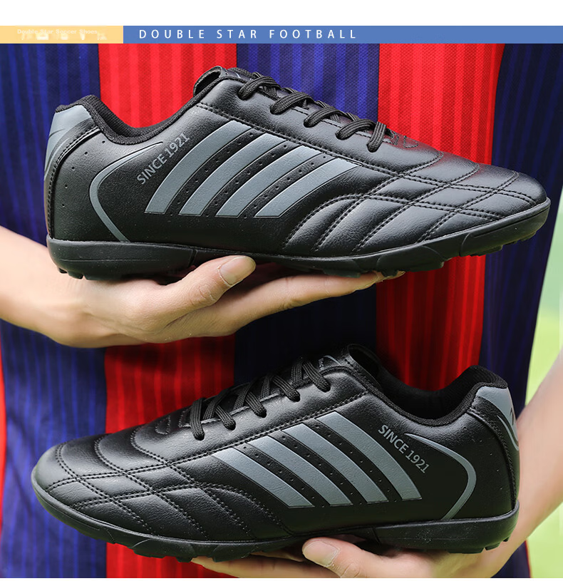 Shuangxing Men's Football Shoes Professional Adult Durable Lightweight Comfortable TF Soccer Cleats White Platinum 41 58