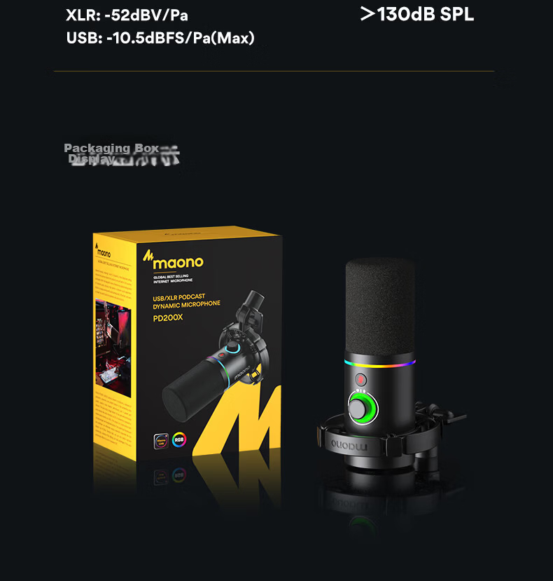 Maono Dynamic Microphone PD200X Wired Condenser Microphone with Built-in Sound Card for Home Computer Live Streaming Gaming Podcast Video Conference Smartphone 26