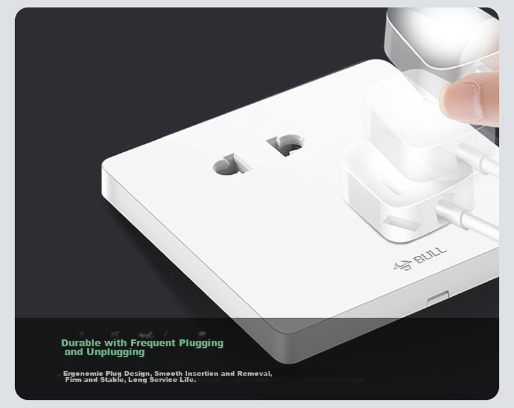 BULL Switch Socket, G12 Series, 10A Five-Hole Socket, 86-Type Socket Panel, G12Z223S, Ivory White 14