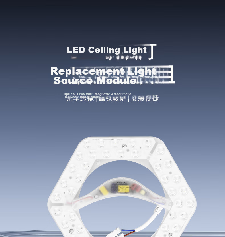 PHILIPS LED Ceiling Light Strip 24W Cool White 6500K High CRI Energy-saving Magnetic Replacement Light Source Panel Module (Diameter 530mm) 1