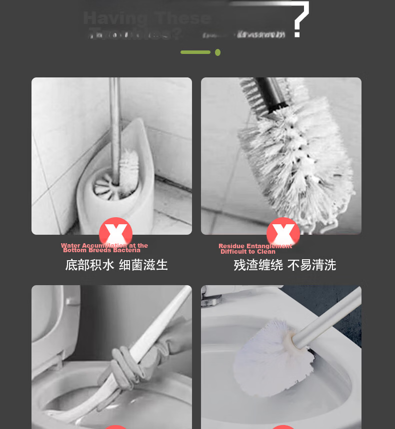 TOMMY DUCK Toilet Brush Hard Bristles No Dead Angle Wall-Mounted Squat Toilet Cleaning Tool Long Handle Toilet Cleaner Brush 3
