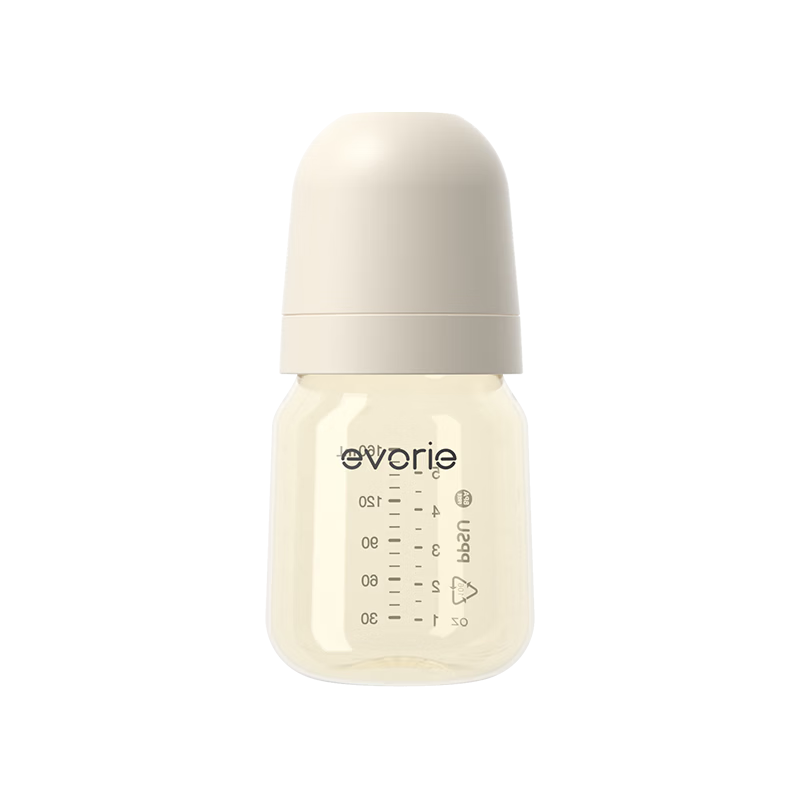 Evorie Premium PPSU Baby Bottle Wide Neck Newborn Bottle 160ml Milk Apricot White (0-3 Months+)