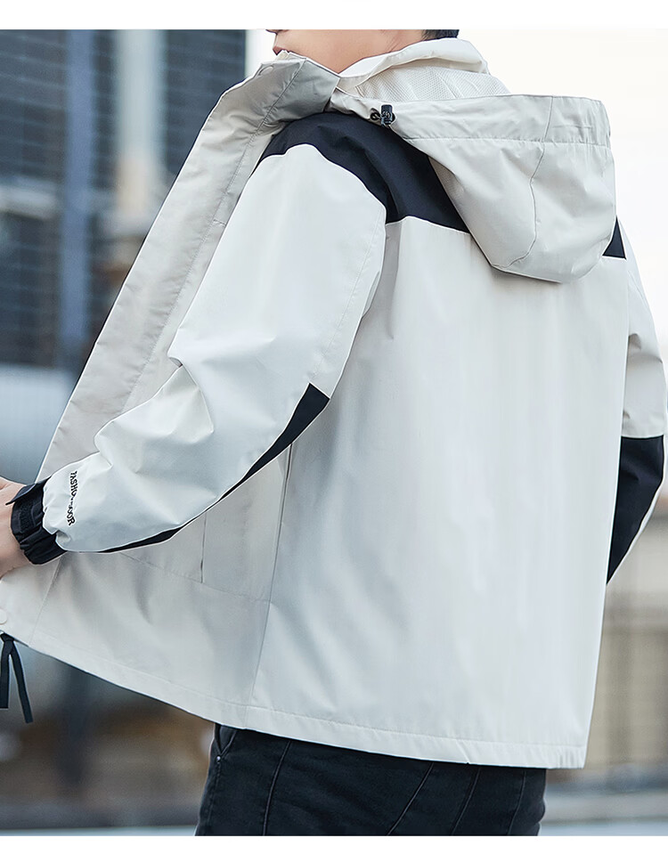 TUCANO Men's Windbreaker Jacket, Spring And Autumn Three-Protection Sports Hiking Coat, Hooded Windbreaker Outerwear for Men, White, Size L 15