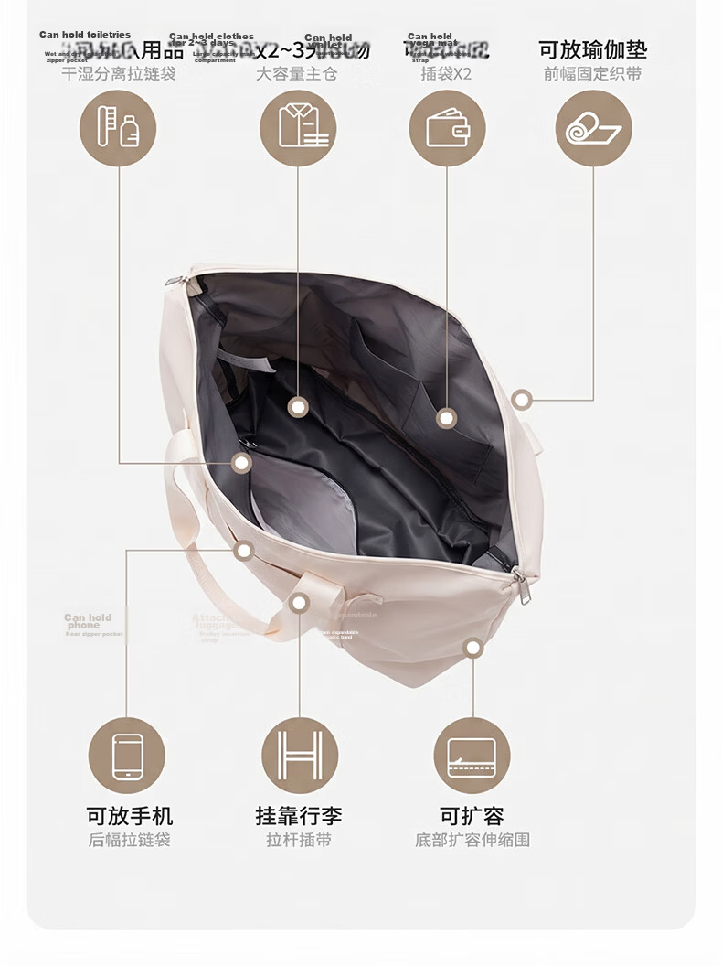 Warrior Women's Large Capacity Handbag Travel Bag Expandable Luggage Bag for Short Trips Business Travel Storage Bag 17