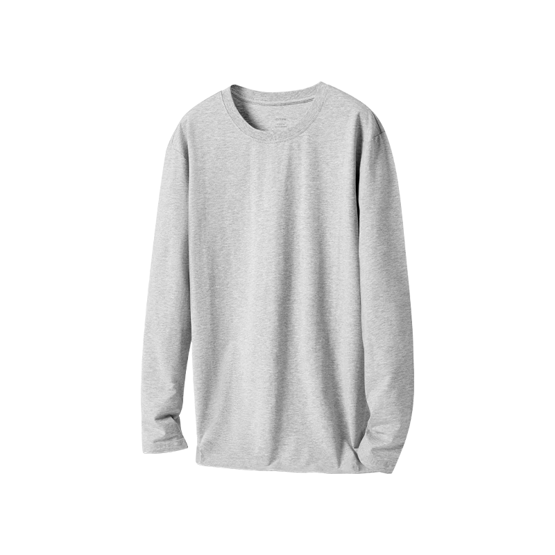 Jingshuran JD Own Brand Cotton Men's Pure Cotton Long Sleeve T-Shirt Youth Antibacterial Base Shirt Light Gray XL