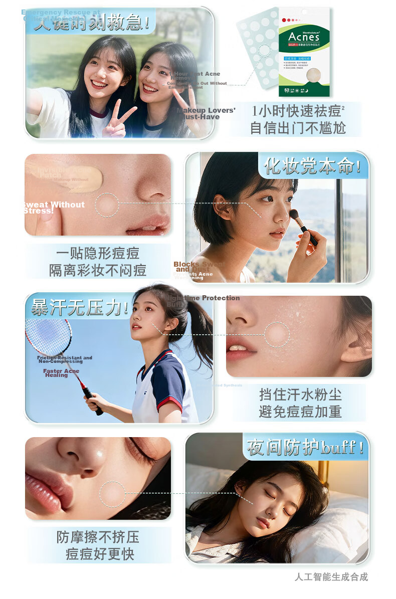 Mentholatum Lipcare Invisible Acne Patch Concealer Anti-Acne Day and Night Dual Effect 52 Pieces Pimple Absorbing Invisible Patch for Girls Dating Essential 17