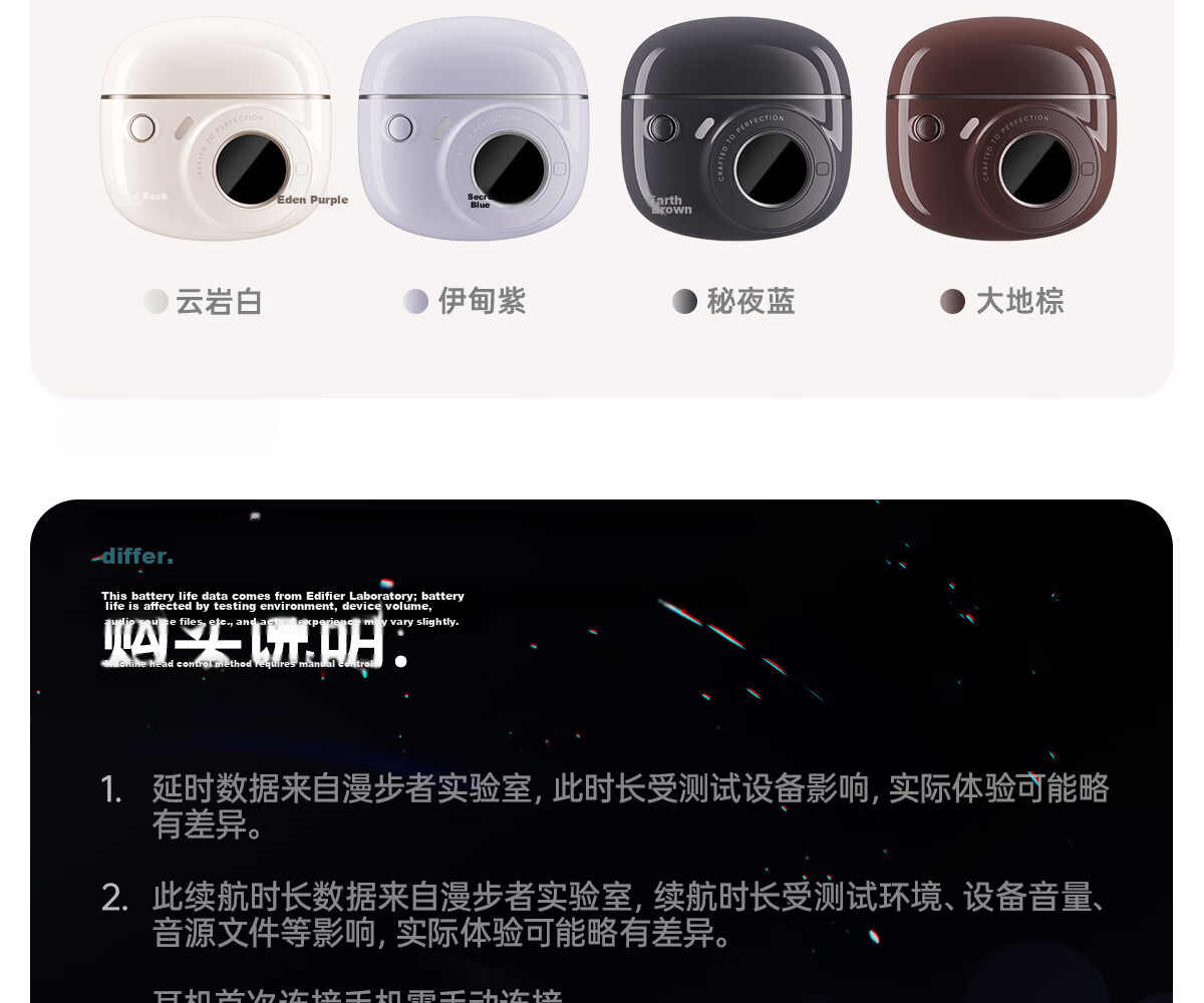 Edifier Huazai Bluetooth Ear Clip Earphones OLED Display IP56 Waterproof Bluetooth 5.4 35H Battery Life Compatible with Apple Huawei Xiaomi Eden Purple 34