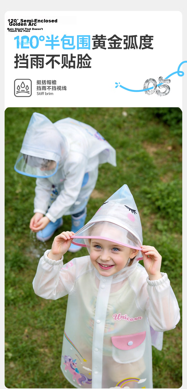 TIANTIANZAI Kids Raincoat Waterproof Cartoon Backpack Rain Poncho for Boys and Girls Kindergarten and Elementary School Students 14