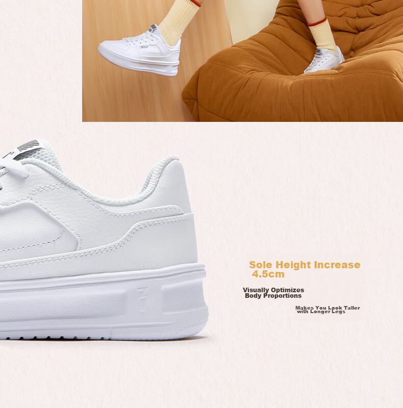 361° Qinghe 2 New Trendy Platform Leather Casual Sneakers Women's White Shoes 682636618-1 16