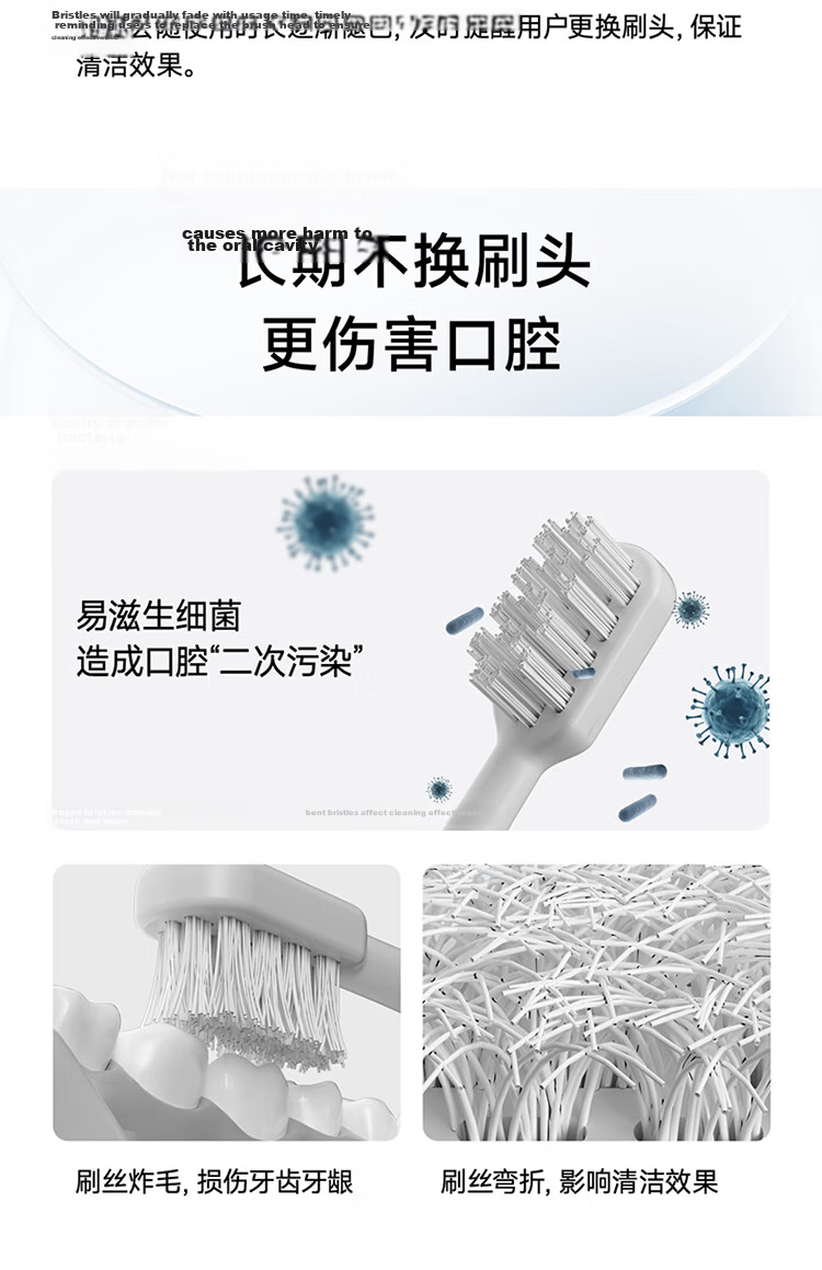 Mijia Multi-Directional Vibration Series All-Purpose Shock-Absorbing Toothbrush Heads Deep Blue 3-Pack 14