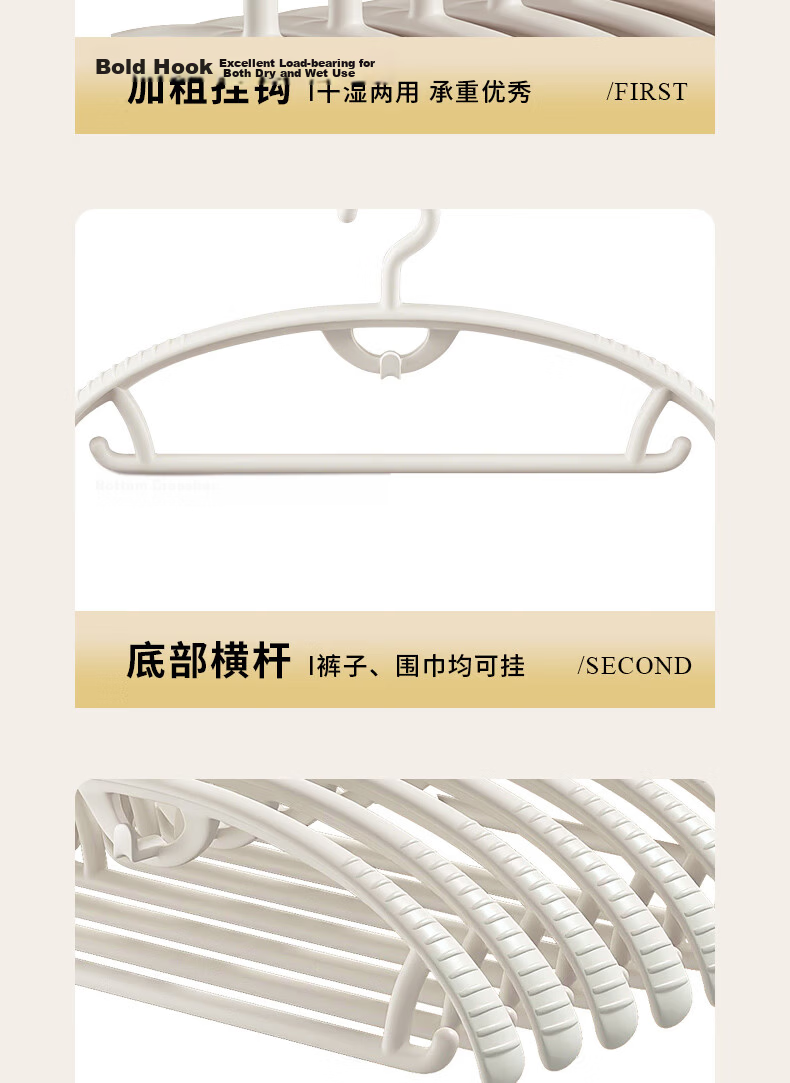 Baicaoyuan Non-Slip Clothes Hangers Wide Shoulder Thickened Shoulder Protecting Clothes Hangers 10-Pack 10