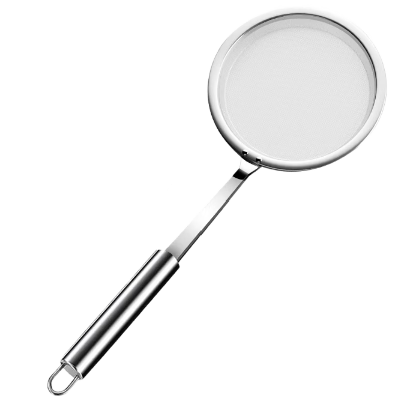 Jiadou 304 Stainless Steel Fine Mesh Skimmer Strainer 100 Mesh Ultra-Fine Kitchen Oil Separator Ladle Foam Skimmer
