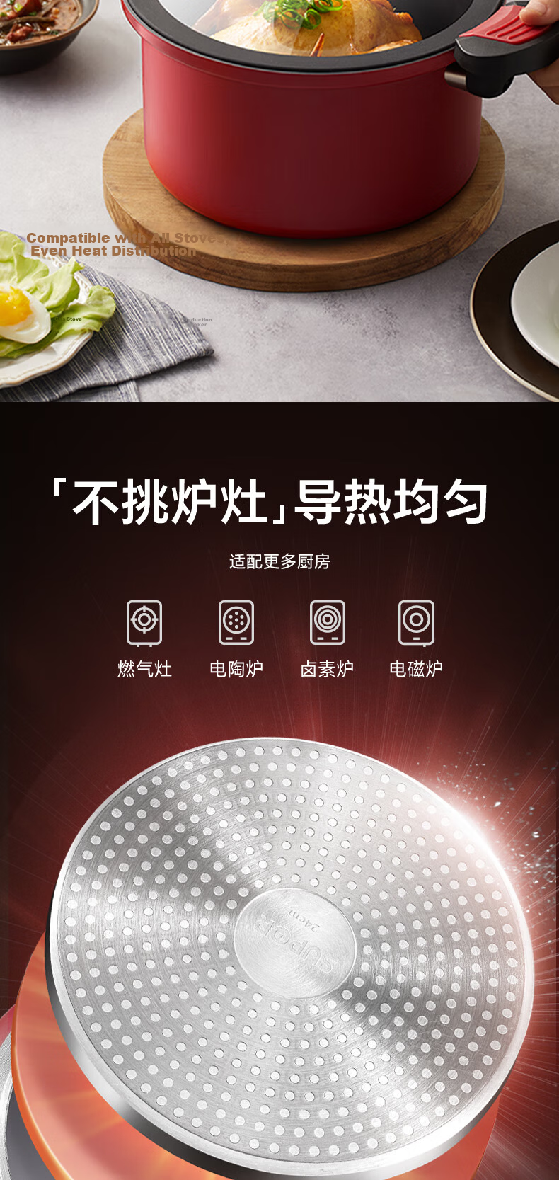 SUPOR Antibacterial Micro-Pressure Non-Stick Stew Pot Large Capacity Soup Pot Compatible with Gas Stove and Induction Cooker ET24MAP01 14