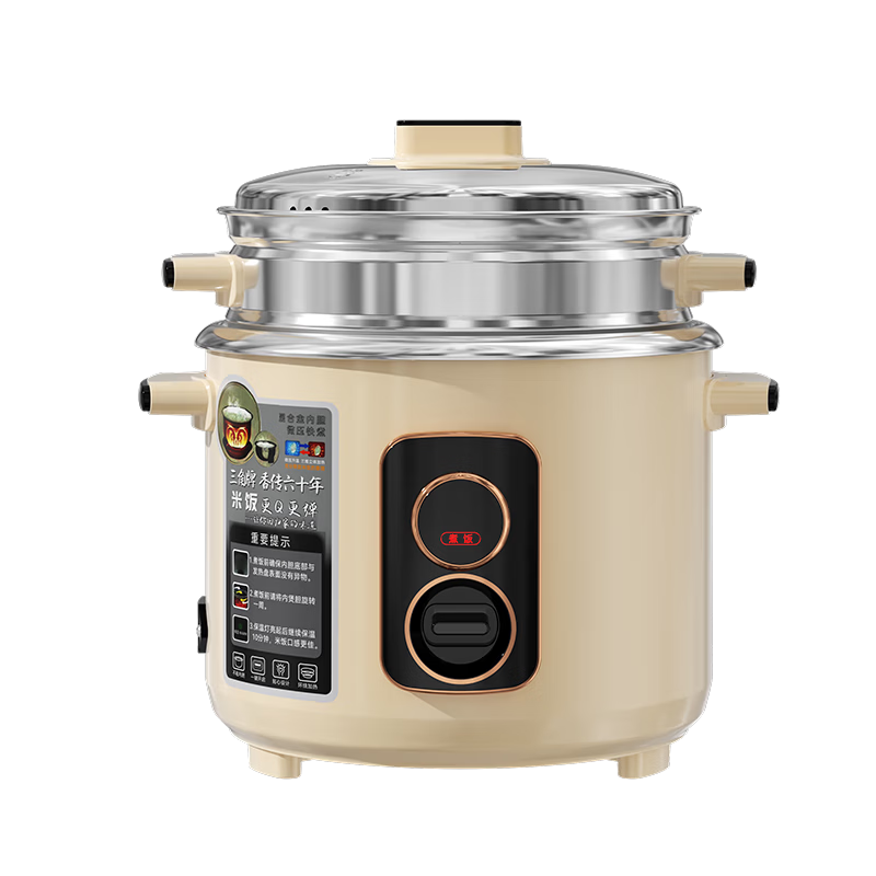 Triangle Traditional Rice Cooker 3L 316 Stainless Steel Inner Pot Non-Coated 2-3 Person Cooking Pot with Steamer TG-Z30X13H