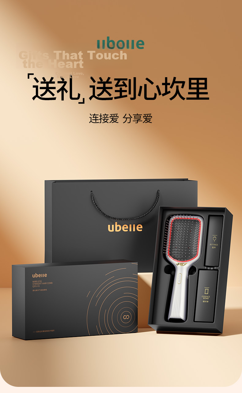 UBelle Ionic Cushion Comb Cold Mist White Atomizing Essence Electric Massage Comb Red Light Care Smooth Hair Red Light Massage Large Paddle Comb Universal Styling Birthday Holiday Gift 1