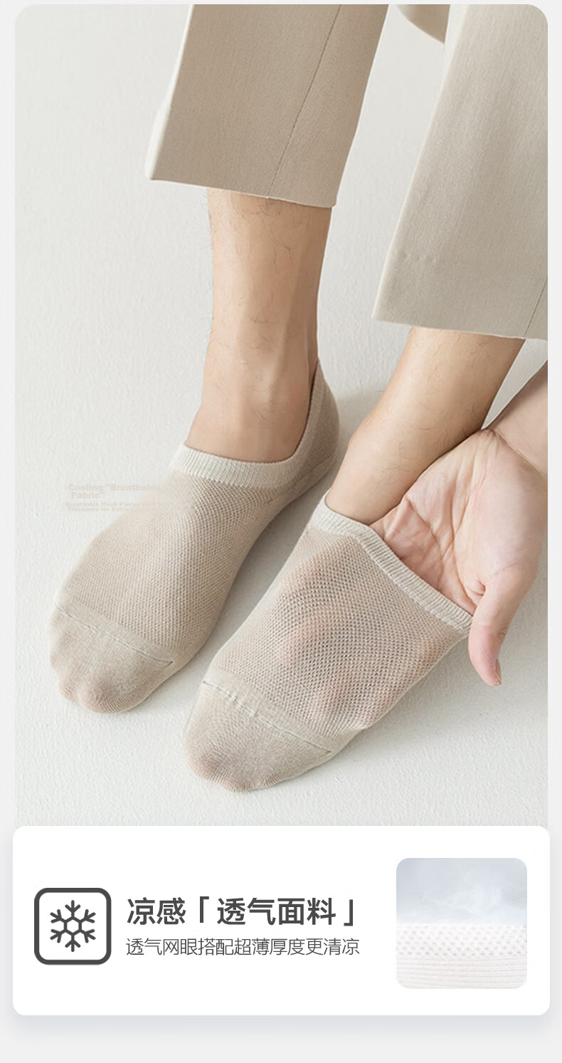 Mian Xiaonian Men's Cotton Short Socks Summer Thin 100% Pure Cotton 10A Antibacterial Odor-Resistant Breathable Mesh Boat Socks 7 Pairs Pack 7