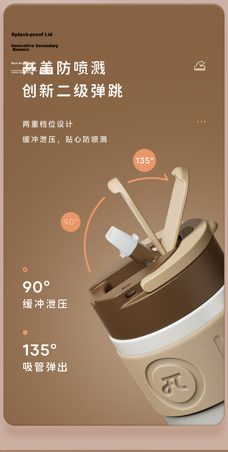 RELEA Insulated Mug for Men And Women, Portable Coffee Cup with Straw, Stylish Large Capacity Water Bottle, Mid-Autumn Festival Gift 10