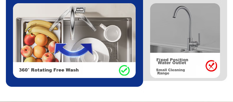 JOMOO Kitchen Faucet Healthy Sink Hot and Cold Dual Control Rotatable Sink Vegetable Washing Basin Faucet 33080 5