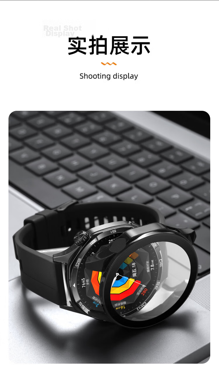 Iboann Protective Case for Huawei GT4, Hard Shell Watch Case with Integrated Film, Men's Style, 46mm Huawei Watch GT4 Protective Cover, Waterproof And Shockproof Accessory, Black 11