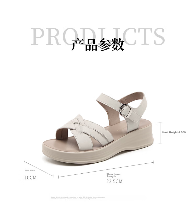Red Dragonfly Women's Sandals New Commuter Thick Sole Casual Shoes Soft Sole Non-Slip Outdoor Beach Shoes WTK265041 Off-White Size 39 8