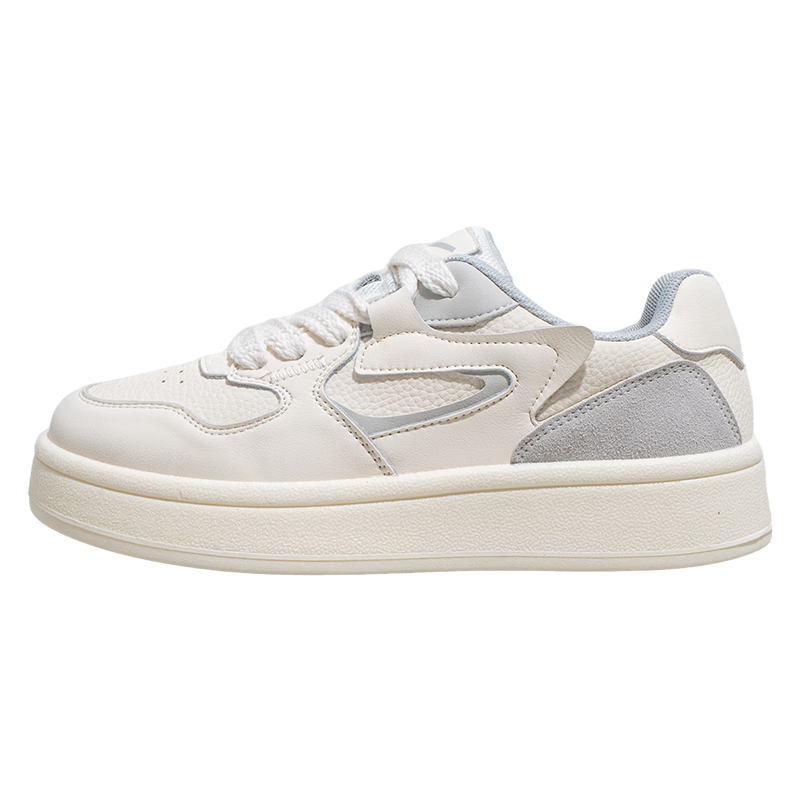 Warrior Women's New Leather Sneakers, Versatile White Shoes for Women 1325 Beige/gray 39