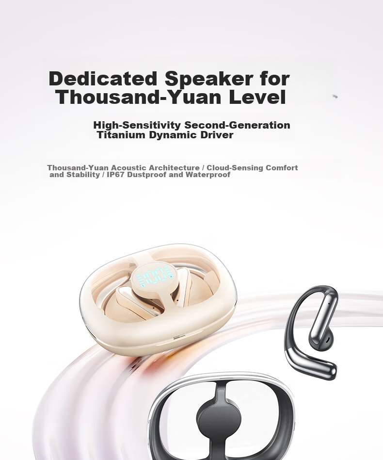 Zhongguo 2026 Latest C2 Smart AI Real-Time Translation Bluetooth Earbuds Bone Conduction Wireless Open-Ear Sports Running Noise-Cancelling Long Battery Life Men's 1