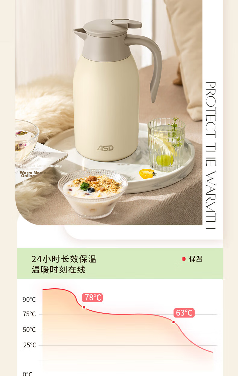 ASD Large Capacity Household Thermos Flask Insulated Bottle 304 Stainless Steel 2L Kettle RWS20P4WG-S 7