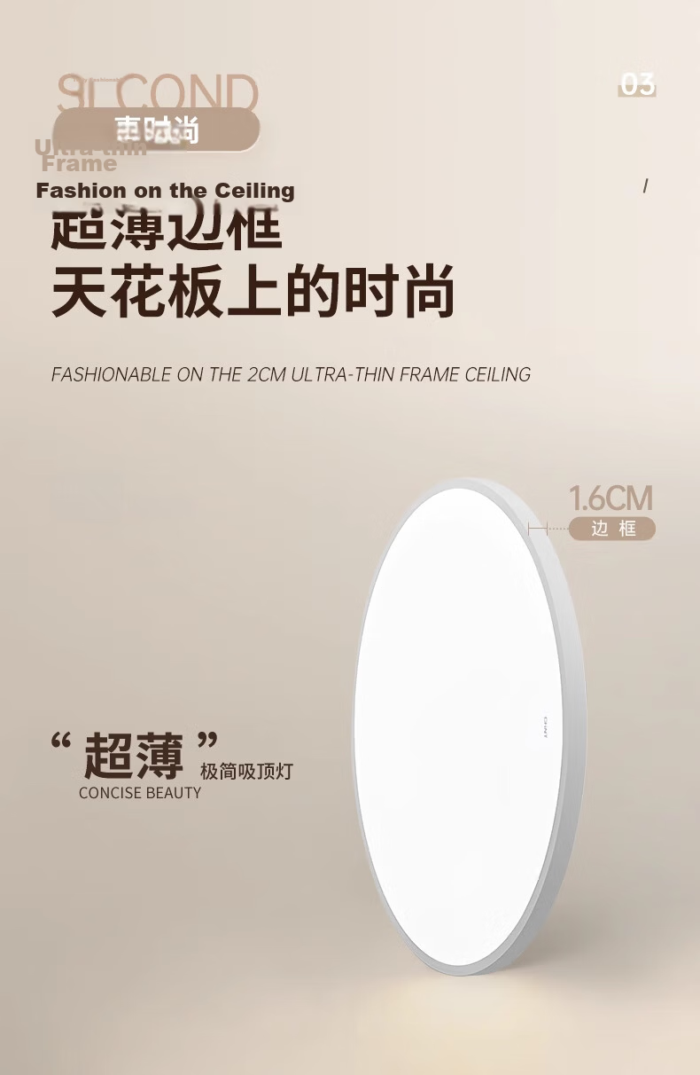 CHNT LED Ceiling Light, Bedroom Light, Balcony Hallway Lamp, Ultra-Thin Super Bright Tri-Proof Lighting Fixture, Black Edge, 48W Cool White Light 5