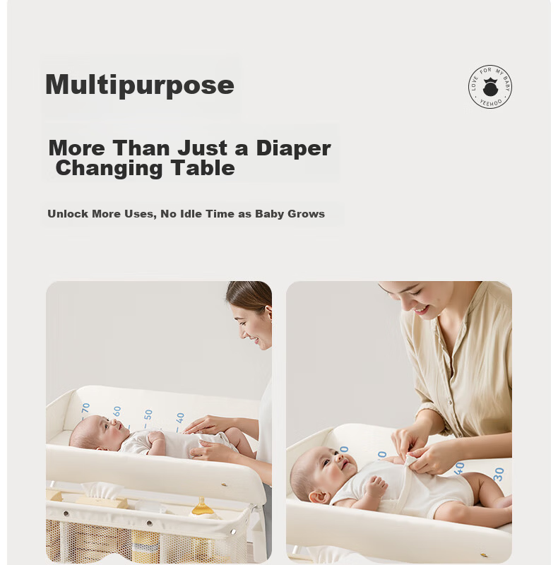 YEEHOO Diaper Changing Table Newborn Baby Care Station Baby Changing and Massage Bed Touch Bath Foldable Mobile 5