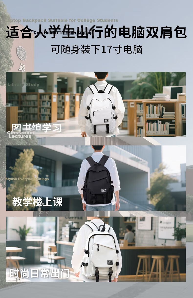 Warrior Men's Large Capacity Casual Water-Resistant Commuter Business Backpack Laptop Bag College Student Travel Backpack 12