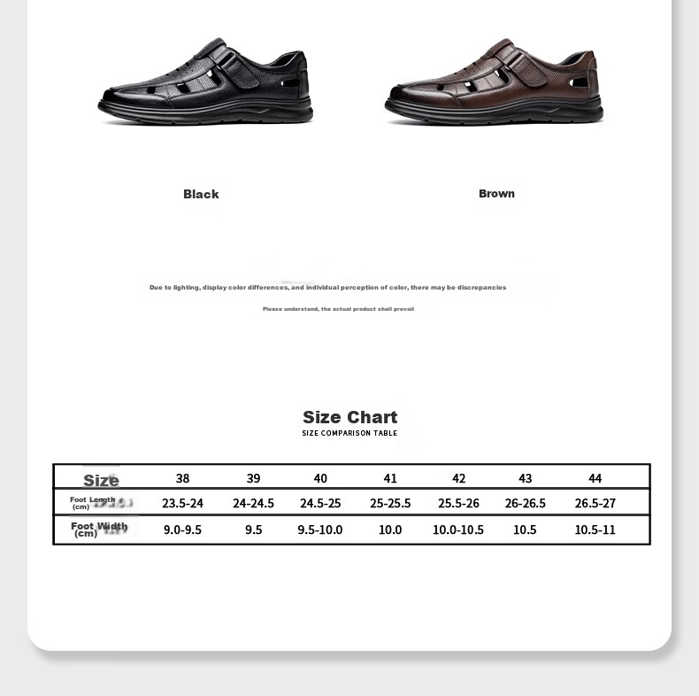 LAORENTOU Men's Genuine Leather Summer Breathable Hollow-out Business Casual Closed-toe Sandals LL325 Brown Size 40 7