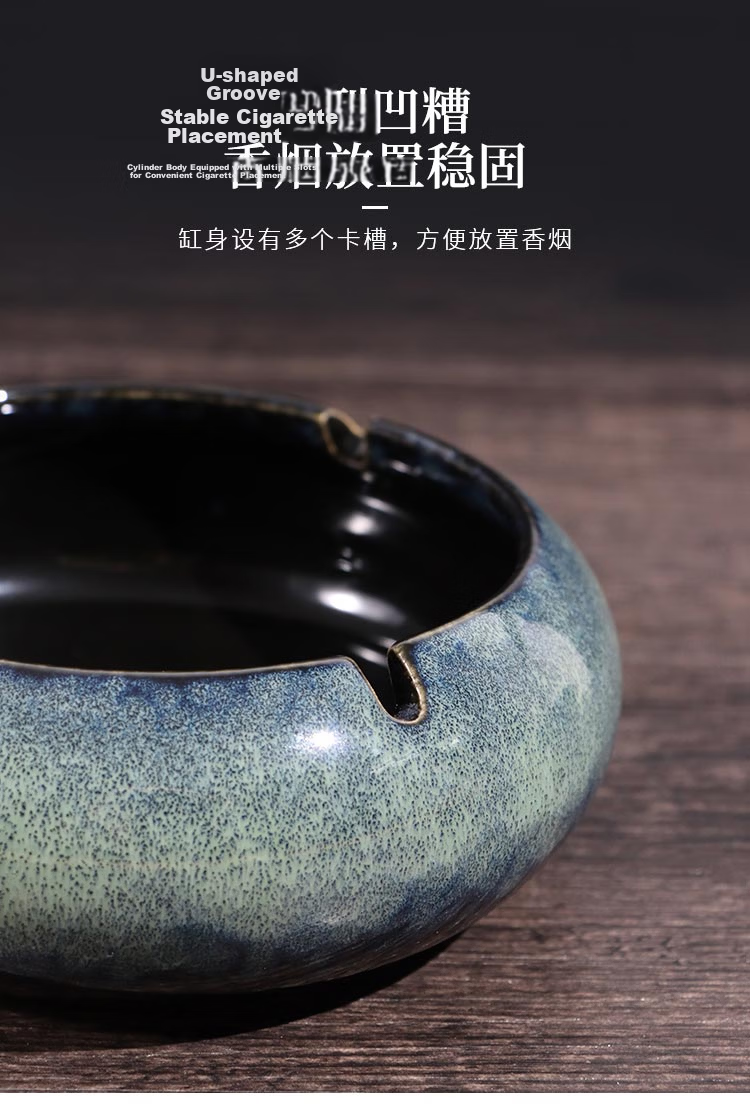 TaTanice Ashtray, Windproof And Dustproof Ashtray, Office And Study Room Decorative Ornament, Ceramic Silver Cheese-Shaped with Lid 3