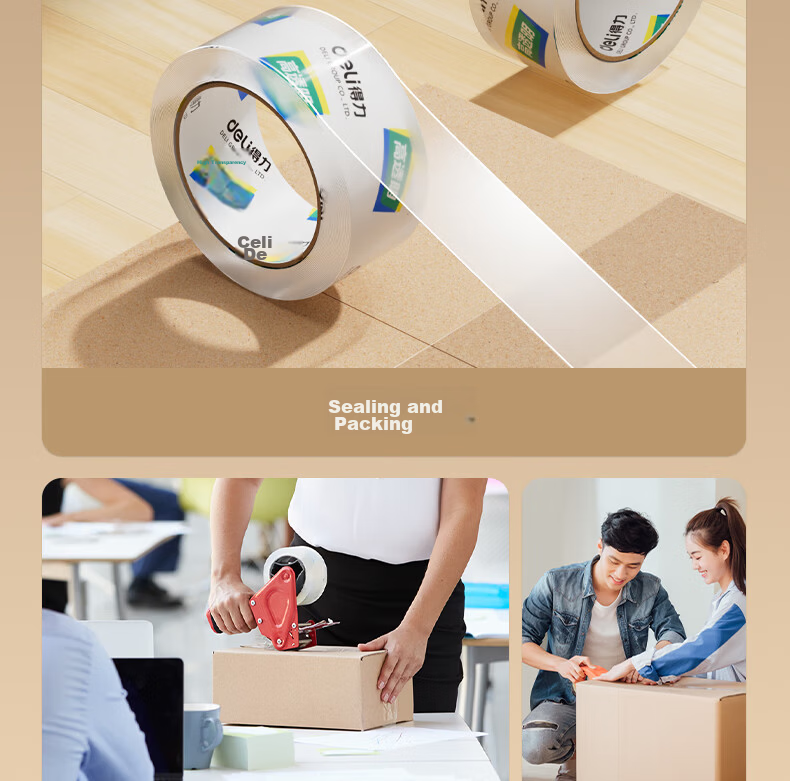 Deli Super Hot Sale High Quality High Transparency Packing Tape 48mm x 100y x 50um (91.4m/Roll) 1 Roll Office Supplies 30248 11