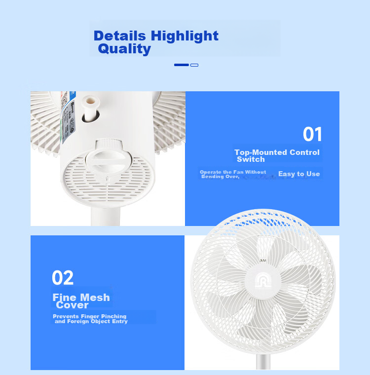 Rongsheng Electric Fan Air Circulation Fan 8-Shaped Airflow Floor Fan Home Quiet Turbo Ventilation Fan High Wind Circulation Convection Desktop and Floor Dual-Use Bedroom RS-FX2403AH 17