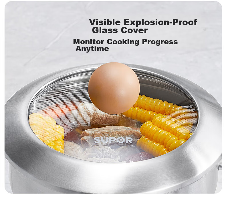 SUPOR Milk Pot, Baby 316L Stainless Steel Food Pot, for Baby Noodles, Hot Milk, Soup Pot, Compatible with Induction Cooker, 18cm 24
