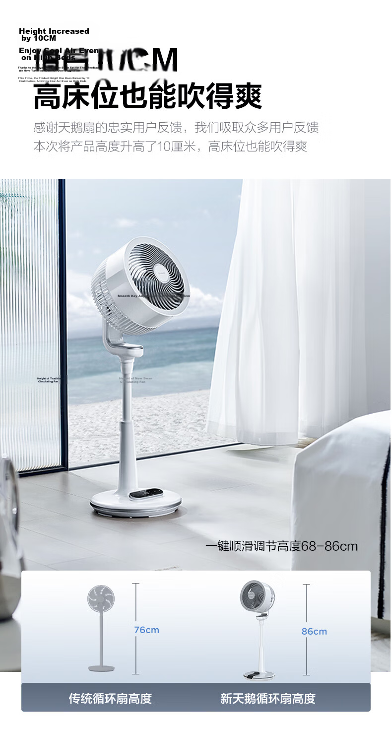 AIRMATE "Swan Ultra" Air Circulation Fan Voice Control DC Inverter Home Energy Level 1 Quiet Bedroom Energy-Saving Floor and Desktop Fan 9