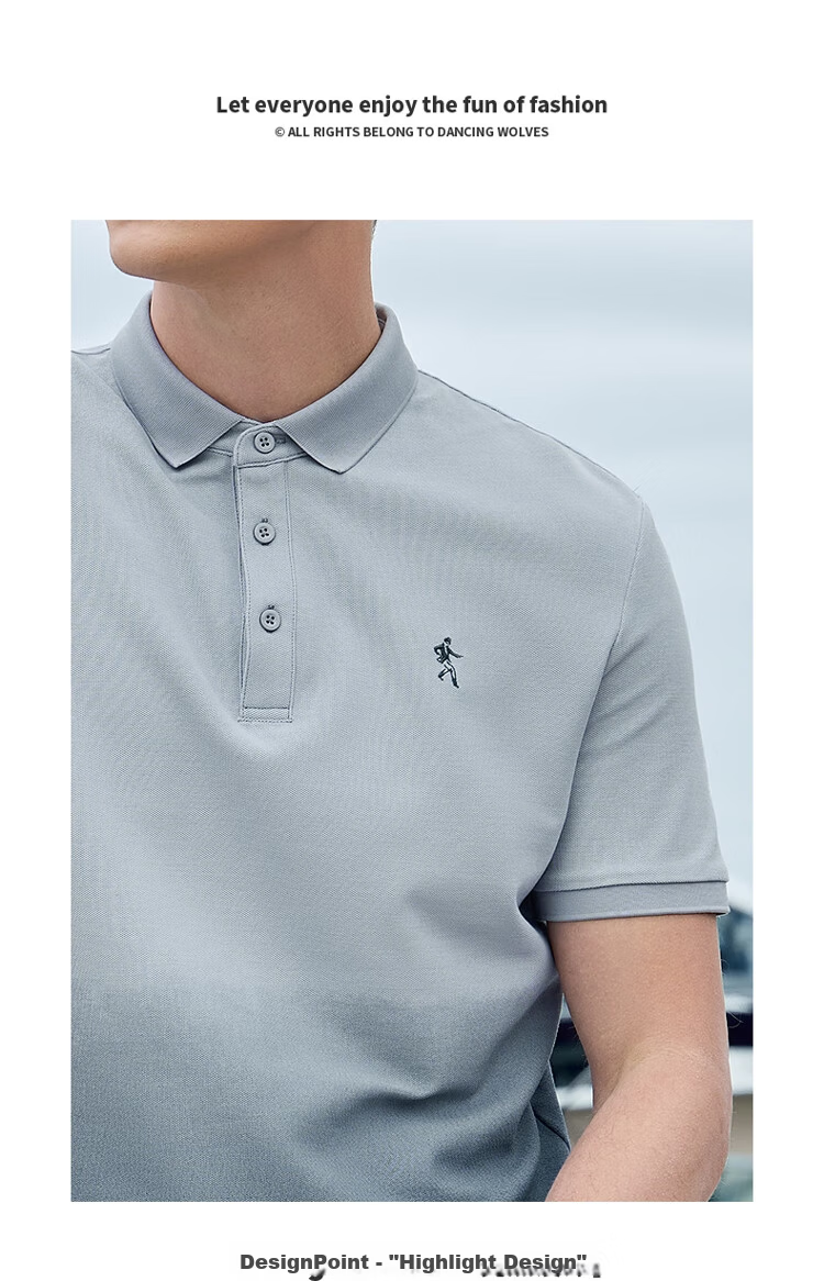 DANCING WOLVES [Gradient] Short-Sleeve Polo Shirt for Men, Summer Cool-Feeling Quick-Dry Breathable Business Casual Versatile T-Shirt Top for Me 2