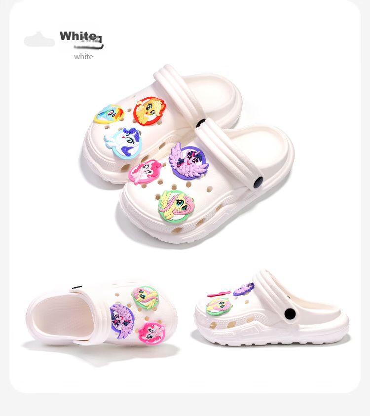 MY LITTLE PONY Children's Slippers, Big Kids Girls Sandals, Hole Shoes, Beach Slippers, White, Size 38-39 16