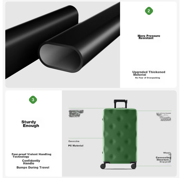 Bromen Bags Large Capacity Suitcase Trolley Case Travel Luggage Password Lock Suitcase for Business And Students, Check-In Luggage, 28 Inch Gree 15