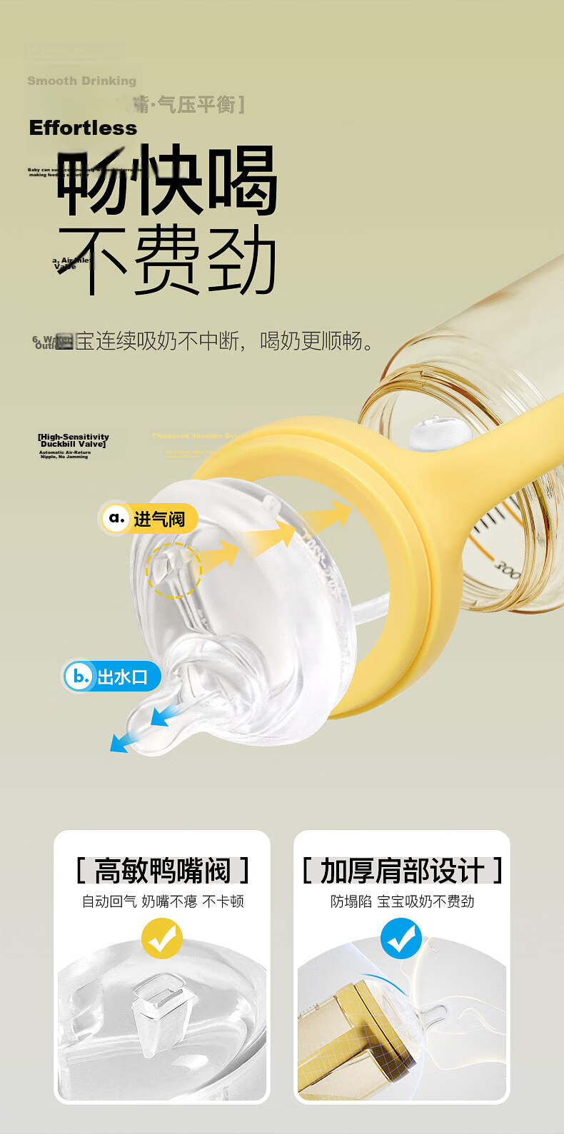 Xiaoyaxiang Weaning Baby Bottle for 6+ Months Infant PPSU Eccentric Anti-Colic Breast Milk Simulation Weaning Bottle with Gravity Ball Handle 300ml 9