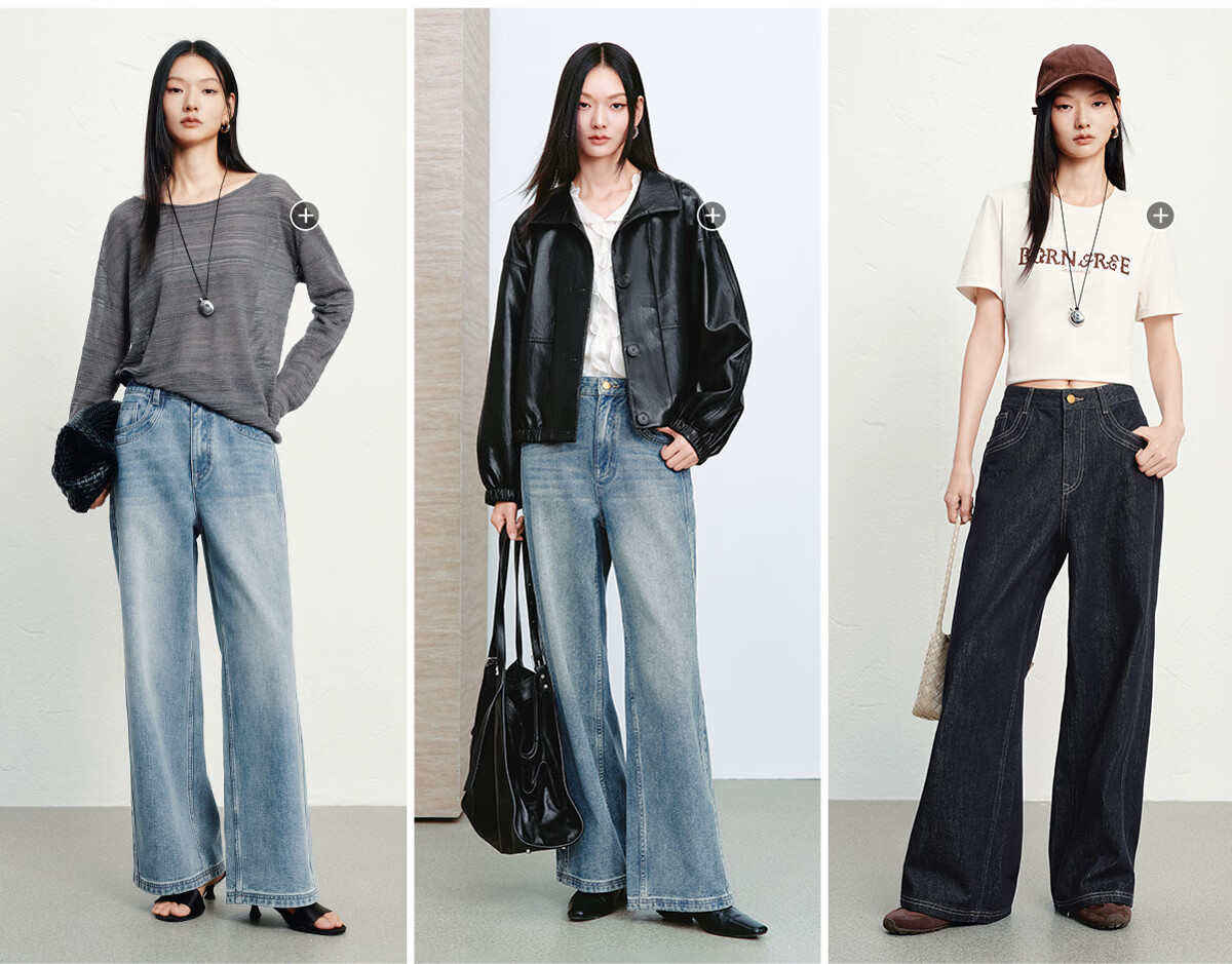 Taipingniao Women's Jeans, Autumn Straight-Leg Pants, Fashionable Casual Versatile Commuter Style, Denim Dark Blue, Size L 20
