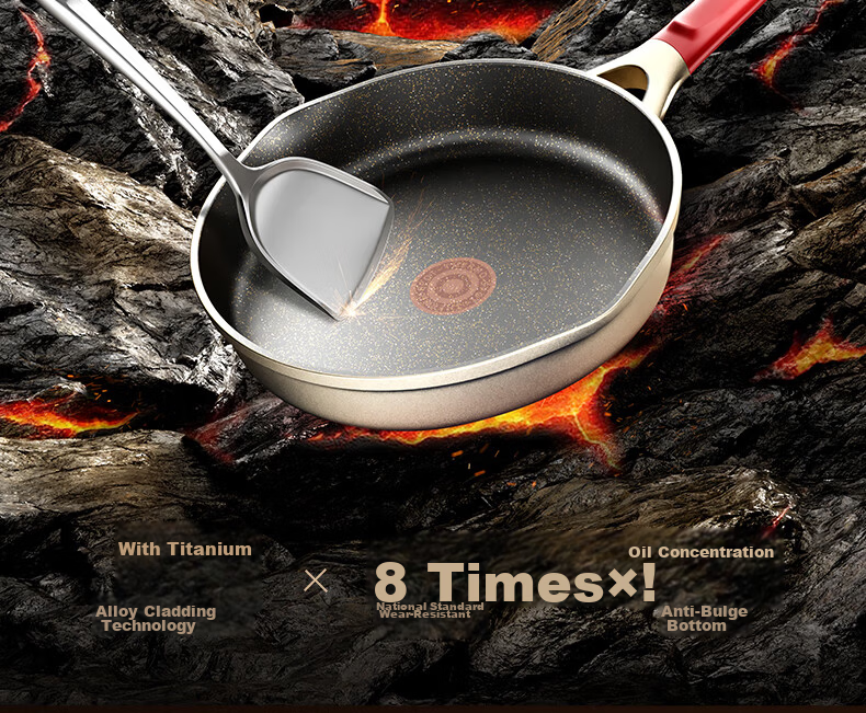 SUPOR Titanium Non-Stick Healthy Frying Pan, Flat Bottom Pan, 26cm, Compatible with Induction And Gas Stoves, Easy to Clean, Low Smoke 3
